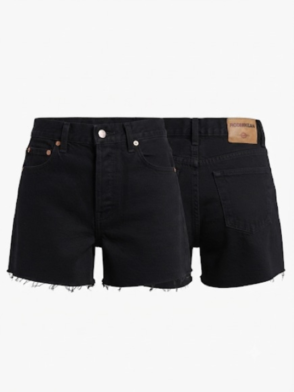 LONDONJEAN Black Raw-Hem Denim Shorts
